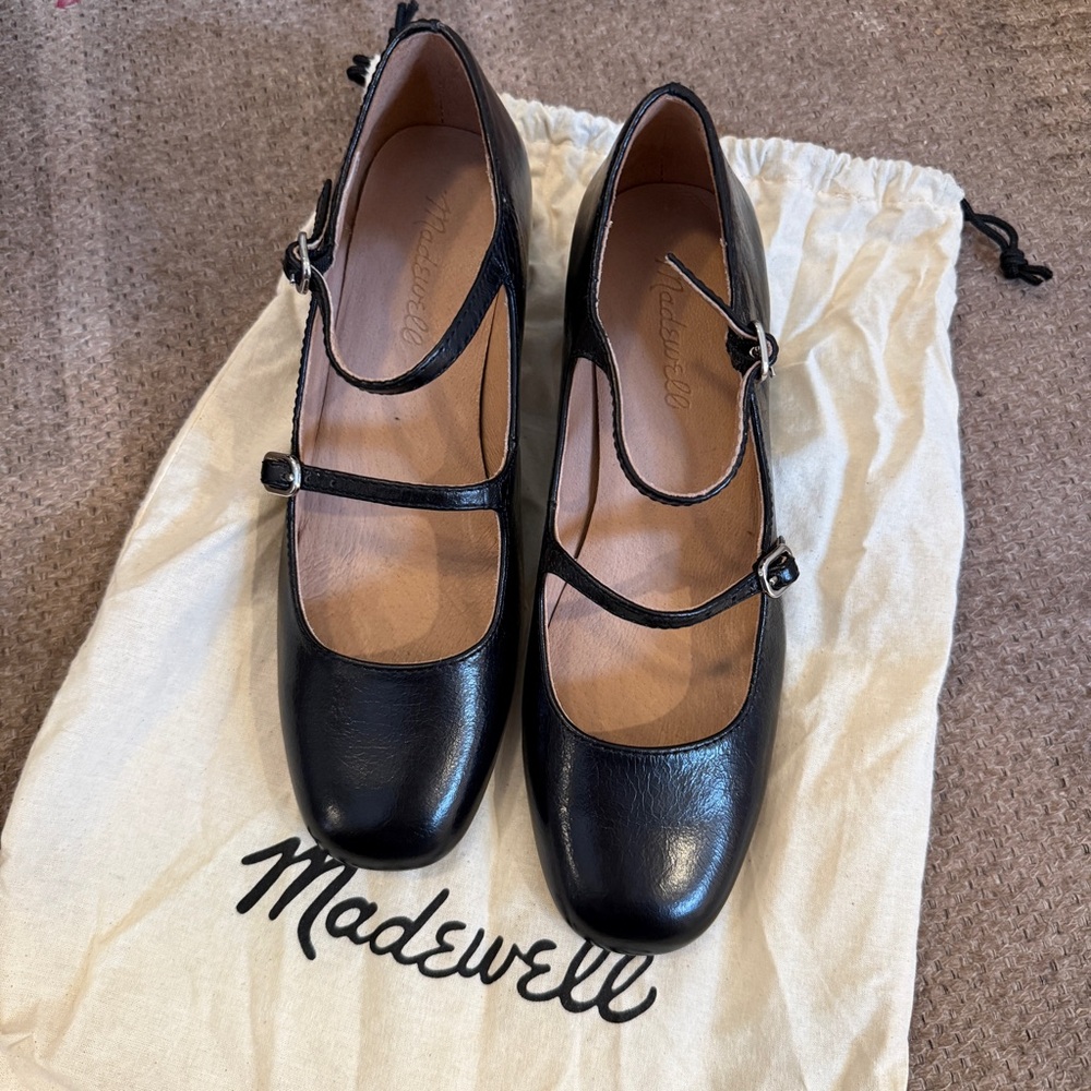 Madewell Black Mary Jane Shoes Nettie Heeled Mary Jane size 6 black